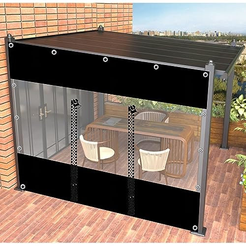DLLY Gazebo Transparent Plane Seitenwände Mit Reißverschluss, Durchsichtige Außen Plane Vorhänge Mit Ösen, Schwerlast wasserdichte Abdeckplane Für Pergola Patio Porch Garage,LxH-2.3x2.2m/7.5 * 7.2ft