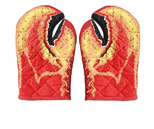 YJZQ Gants de Cuisson Four Protège la Chaleur Gants Femme Homes Modèle Pinces de Crabe Moufles Passe Micro-Ondes Mitaines de Cuisson Résistants Grillage Gants de Barbecue Maniques