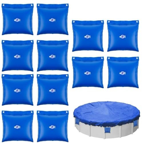 Pool Wall Bags, 11.8x11.4 Pool Cover Weights Swimming Pool Cover Hanging Bags Pool Water Bags Heavy Duty Pool Sand Bags for Swimming Pool Above Ground Pool Winter Pool Cover (12pcs)