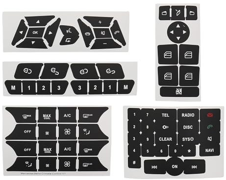 Auto Innenaufkleber Button Decals Kompatibel mit Mercedes Benz A W176 B W246 C W204 E W212 SLK R172 CLS W218 GLK X204 SL R231 Lenkrad AC Fenster Radio Nummer Tür & Klimaanlage Reparatur Sti