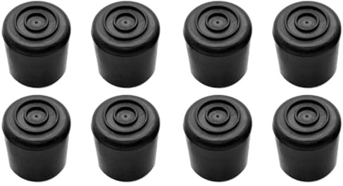 Acan Tradineur - Pack de 8 conteras de Goma 16 mm para Patas de Silla, muletas, Bastones, andadores. Tacos, virolas, Protectores cónicos, Absorbente de Impactos (Negro)