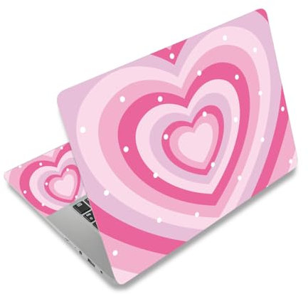 Laptop Decal Sticker Skin Cover, 11.6”12 13 13.3 14 15 15.4 15.6 Laptop Netbook Vinyl Skin Sticker Cover Art Notebook PC Protector (2 Wrist Pad Included), Removable Reusable, Cute Hearts