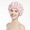 HIEERBUS Shower Cap,Reusable Bath Shower Caps,Oversized Double Layer Waterproof Bathing Shower Hat Hair Protector with PEVA Lining & Elastic Band Stretch Hem Hair Hat for Women Men (Flamingo-Pink)