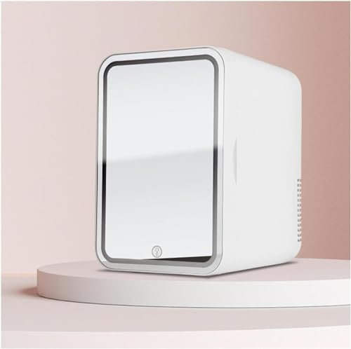 Mini Frigo Mini réfrigérateur avec lumières LED, avec miroir LED, petits réfrigérateurs d'une capacité de 8 L, refroidissement ou chauffage, AC 220 V, réfrigérateur for soins de la peau DC 12 V, réfri