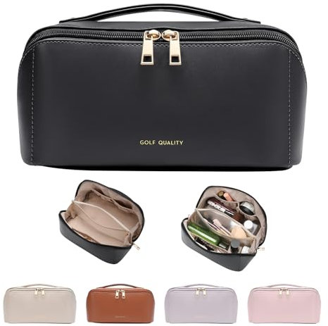 GOLF QUALITY Große Kulturbeutel für Damen, Reise Kulturtasche Organizer, Kit Wasserfester Rasierbeutel für Kulturzubehör, Make Up Bag für Camping, Schwarz Waschtasche Damen Männer