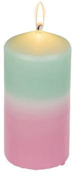 Candela Cilindrica Bicolore per Creare Atmosfera - Candela con Colore Sfumato per Camera e Salotto, in Cera, 12x6cm, Menta e Rosa