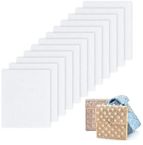 12 Piezas Plastic Canvas Rejilla Plastico Malla de Plastico Cañamazo Rejilla Tela Punto de Cruz Embroidery Kit Hojas Plastico 20 * 30 cm Blanco Transparente Adecuado Para el Bordado de Bolsas Tejidas
