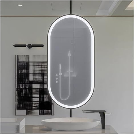 MOODHOOD 20x40 Zoll hängender ovaler Spiegel Badezimmer großer LED-Lichtsensorspiegel Wand-Make-up-Friseurspiegel , für Badezimmer