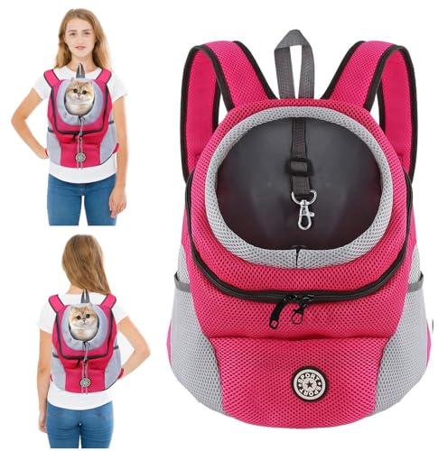 PETCUTE Hundetragerucksack,Verstellbarer Haustier Rucksack für Kleine Hunde und Katzen,Gepolsterter Schultergurt,Wasserdichter Boden,Atmungsaktiv,Haustier-Fronttasche mit Sicherheitshaken,zum Wandern