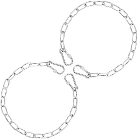 lasuroa 2pcs Gate Chain Locks for Outdoor Fence, 20 Inch Stainless Steel Gate Link Chain Lock with Metal Buckles Chain Link Gate Latches for Pet Cages, Horse Goat Cow Dog Corral Supplies