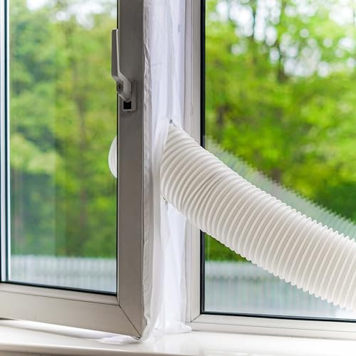 JSH Portable Air Conditioner Window Seal Kit | Works with All Makes and Models | Easy to Install No Tools Required | Includes Zip and Adhesive Fasteners.