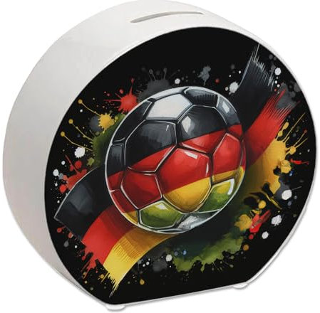 Fußball Deutschland Flagge Spardose Perfekt für die EM 2024 Stilvoll in Schwarz-Rot-Gold Ideal für Sportfans und Ball-Enthusiasten
