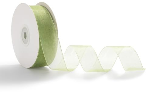 AOKSUNOVA Organzaband Grün 2,5cm x 45m Schleifenband Hochzeit Geschenkband Organza Band Hellgrün