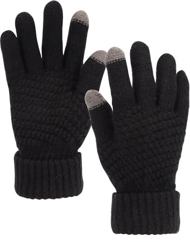 Moufles chaudes pour femmes, gants pour écran tactile, gants tricotés pour femmes, doublure douce et chaude, poignets élastiques, gants d'hiver pour l'envoi de messages.