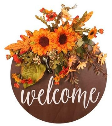Herbstkranz Herbstdeko Herbstkränze Modern Groß Autumn Türdeko Deko Fall Wreath Für Haustür Herbstdeko Hängend Tisch Außen Türkranz Deko Herbstdeko Innen Erntedankfest Halloween (Brown-a, One Size)