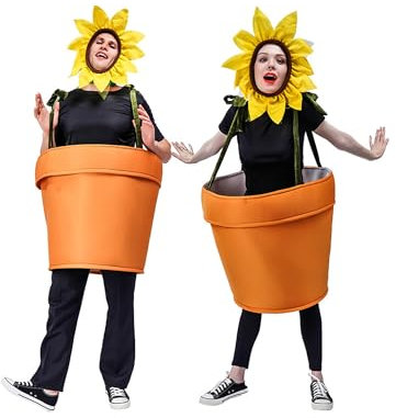 LYSINK Adult Sunflower Potted Plants Cosplay Costume Halloween Flower Pot Outfits Men Women Fancy Dress Party Clothes (Auburn, One Size)