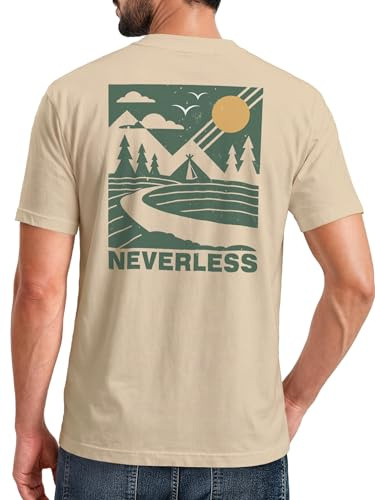 Neverless® Herren T-Shirt Backprint Berge Outdoor Wald Camping Rückenaufdruck Männer Fashion Streetstyle