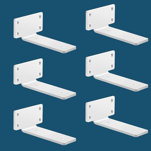 MLOQI Lot de 6 Equerre Etagere Murale, équerre Industrielle,Equerre Charge Lourde,5 mm D'épaisseur, Support Invisible étagère Murale avec Vis (Blanc 15 cm)