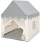 HOMASIS Kinderzelt für Indoor, Kinderspielhaus mit Matte & Fenstern & Holzrahmen & Vorhang, Kinder Spielzelt Prinzessin für Mädchen & Jungen, Bettzelt Tipi Zelt 105x120x140 cm (Modell 2-Beige+Grau)