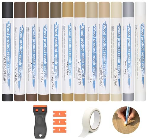 Kit Réparation Parquet 12 Couleurs, Mastic Bois, Pate a Bois Rebouchage, Kit Reparation Carrelage pour Stratifié, Bois, PVC, Carrelage, Meubles