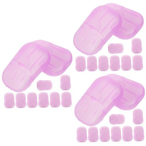 BESPORTBLE 3 Ensembles De Voyage Portable De Plein Air Articles De Toilette Vapeurs De Porte- À Vaisselle De Voyage Étain Liquide en Papier Violet 15 Boîtes*3
