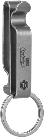 KeyUnity Gürtelschlaufe Schlüsselanhänger Clip, Titan Gürtelclip oppelseitiger Schlüsselhalter, mit Schnellverschluss Clip für Schlüssel Taille, Abnehmbarem Schlüsselring 25mm