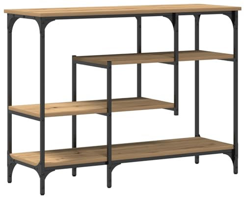 vidaXL Table Console avec étagère chêne Artisanal 100 x 35 x 75 cm, Table Console pour Salon, Design Épuré, Style Industriel, Rangement Pratique, Meuble Accentué Modern, Unité d'Affichage