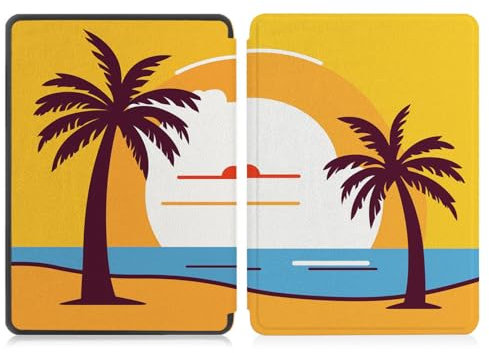 Case for 6.8” Kindle Paperwhite 11th Generation 2021- Premium Lightweight PU Leather Cover with Auto Wake/Sleep for Kindle Paperwhite 2021 E-reader, Palm Trees Beach