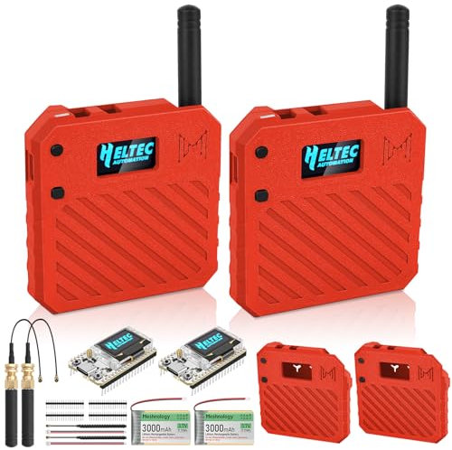 2Pack ESP32 LoRa V3 Development Board + 3.7V 3000mAh Battery + Custom Case Set - with 863-928MHz Meshtastic Antenna and SMA Surport WiFi Bluetooth LoRa V3 Devices for AR duino LoRawan IOT N33 Red