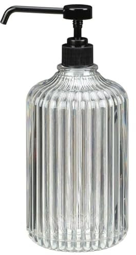 New Ribbed Laundry Dispenser Bottle 1L with Pump – Stylish Refillable Liquid Detergent Bottle for Laundry Room, Fabric Softener, Cleaning Solutions, and Household Use A-138