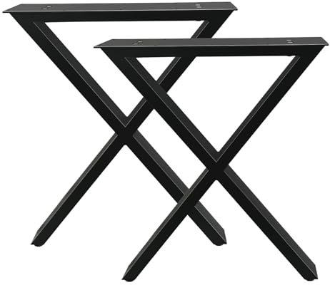 Jahof Pieds de Table en Forme X, Lot de 2 Pieds de Meuble en Métal pour Table à Manger, Bureau (W60 x H70 cm)