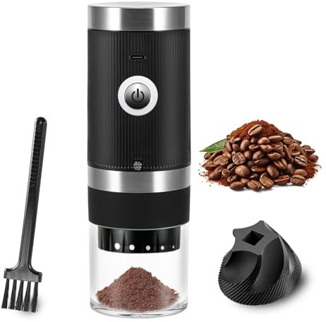 Infreecs Electric Coffee Bean Grinder, Cordless Portable Burr Coffee Grinder with 5 Gears Adjustable Settings, Rechargeable Mini Coffee Grinder with Conical Ceramic Burr and Cleaning Brush for Travel