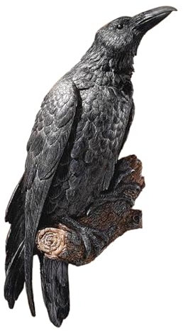 Crow Wall Scarving Dekorative Harz-Scouting-Kunstwerke, Raben-Kunstwerke, elegantes Feder-Design in Form eines hängenden Vogels, einzigartige Beschichtung, Wanddekorationen für Wohnzimmer und