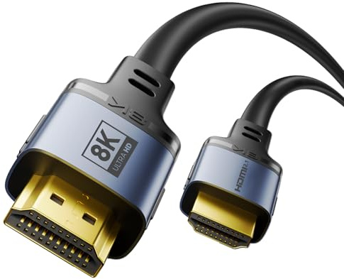 DiamondTiger HDMI 2.1 Cable,48Gbps 8K@60Hz 4K Ultra High Speed Cords(7680x4320, 4K@120Hz) eARC HDR10 HDCP 2.2 & 2.3 3D, Compatible for PS5/PS4/X-Box/Roku TV/HDTV/Blu-ray/LG(5FT/1.5M)