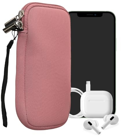 kwmobile Neopren Handytasche für Smartphones XXL - 7 - Handy Tasche mit Reißverschluss - Handyhülle universal Altrosa