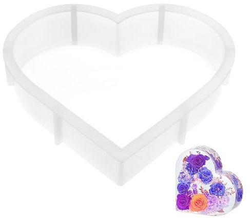 QWORK® Große Herzförmige Epoxidharz Silikonform 22CM - DIY Resin Form für Blumenbewahrung und Hochzeitsgeschenke