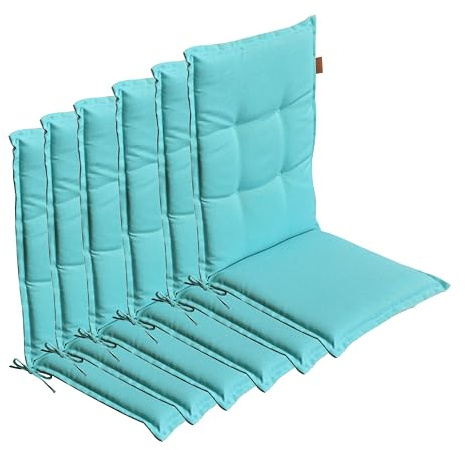 LILENO HOME Gartenstuhl Auflagen [6er Set - Hochlehner] in Karibik | bequeme Liegen als Sitzauflagen für Gartenmöbel - Stuhlkissen für Gartenstühle und Klappstühle BAR