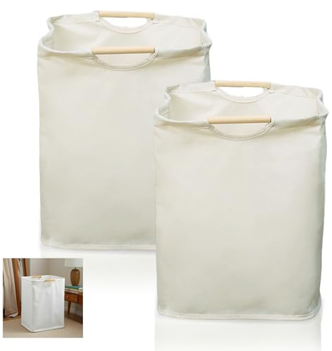 Schmaler Wäschekorb, 2 Stück Wäschekorb Stoff, 30 × 29 × 38,5 cm Körbe Aufbewahrung Wäsche mit Henkel, Laundry Baskets, Wäschekörbe, Wäschesammler für Schlafzimmer Badezimmer