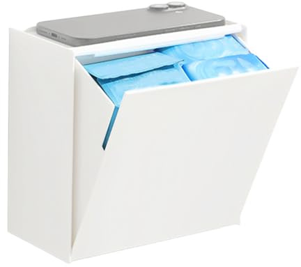 Wandabfalleimer – Aufbewahrungsbox für die Wand, 17 x 9,2 x 17 cm | Flaschenhalter, quadratischer Organizer aus ABS, Flaschenhalter ohne Bohren, kompakter Hängemülleimer für Küche, Badezimmer