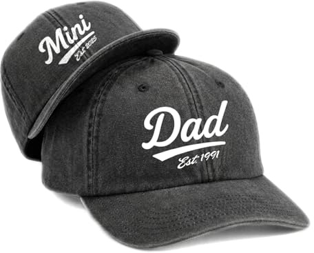Generisch Personalisierte Cap Vintage Mützen 3er 2er Set Papa Geschenk Partnerlook Familie Vater Sohn Mama Tochter Baby Geschenk Idee Vatertag Männergeschenk