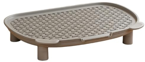 Ioensy Bac à Litière en Forme de Rampe, Double Couche Amovible, Creux, pour Chats de Petite Taille et âgés, Gris