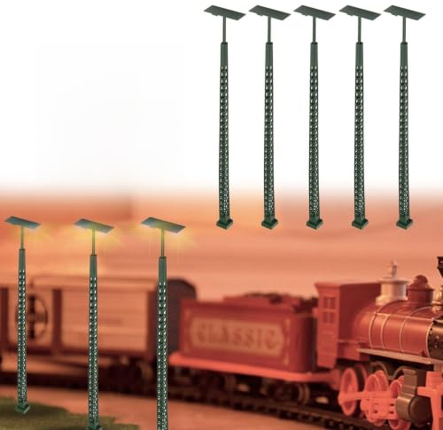 CYRENT Vormontierte Modelleisenbahnleuchten für Eisenbahnen im HO-Maßstab – Gittermast-Signallampen mit 12 V Widerständen – Landschaftszubehör für Layouts