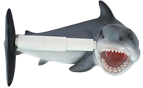 Design Toscano Shark Attack Toilettenpapierhalter für Badezimmer, mehrfarbig, 15 x 28 x 19 cm