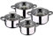 San Ignacio Premium Dina - Bateria de cocina de 4 piezas, acero inoxidable, 1.9L-2.7L-3.5L-5.1L, apta para todo tipo de cocinas incluido inducción, Gris, Pack 8 pcs