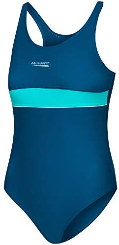 Aqua Speed Sport Badeanzug Mädchen Kinder 8/10 Jahre | Swimsuits One Piece blau türkis | Schwimmanzug Training | Swimming Suit Girls Kids | mit UV-Schutz | 28 Blue - turquois | Emily