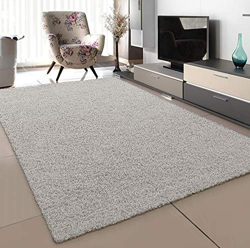 SANAT Teppich Wohnzimmer - Creme Hochflor Langflor Teppiche Modern, Größe: 120x170 cm