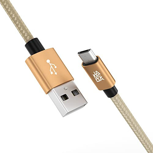 JAMEGA – 0,5m Premium Micro USB Kabel | Nylon geflochtenes USB Ladekabel Datenkabel für Micro USB Geräte kompatibel mit Samsung, HTC, Huawei, Sony, Nokia, Kindle, PS4 XBOX Controller – Gold