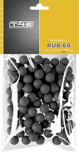T4E Paintballkugeln RUB 68, Kaliber .68, 100 Stück, schwarz | Schwarze Rubberballs