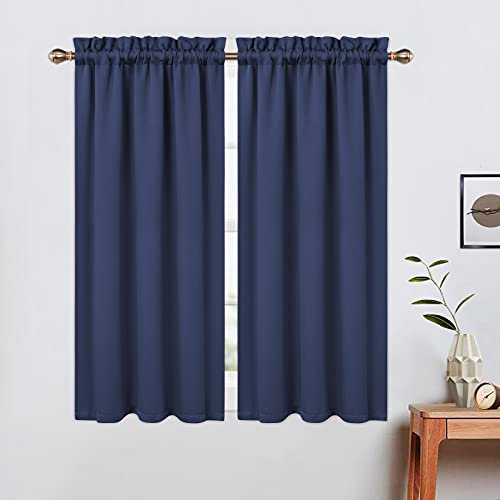 LinTimes Tende oscuranti, con riduzione del rumore, moderne, per piccole finestre, 66 x 114 cm, set da 2 pezzi, blu navy