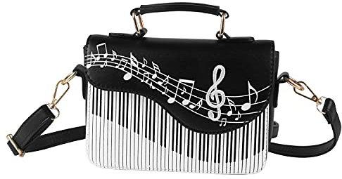 EVEOUT Borsa A Tracolla Borsa Elegante Brevetto Pianoforte Signore Borsa Messenger Crossbody Donne, Stile 5 Nero, M, Elegante